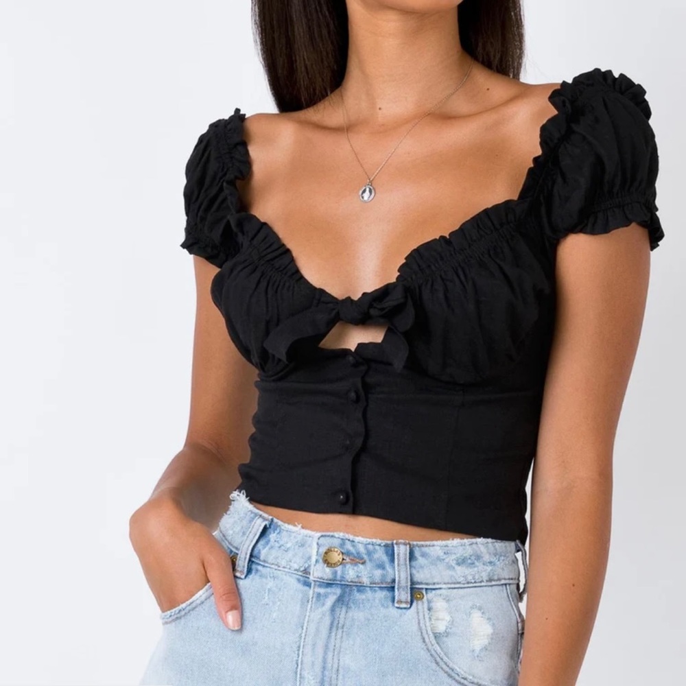 Princess Polly Elouise Crop Top Black